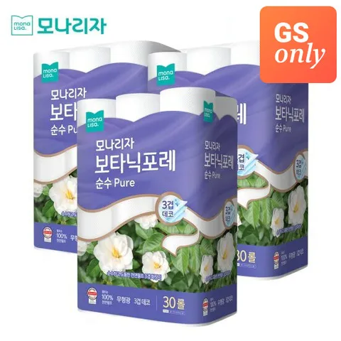 모나리자 화장지 보타닉포레 3겹 27M 30롤 3개 총90롤