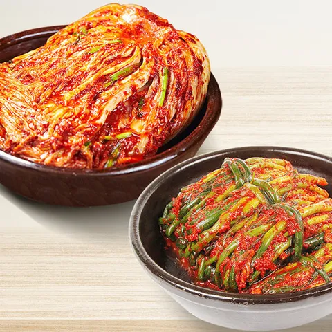 Fresh 안동학가산 국내산 고랭지 생김치 배추 포기 혼합세트 (포기 4kg + 파김치 1kg)