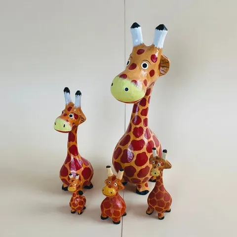 목각인형 발리에서온 목각 나무 기린 장식소품 5p세트
