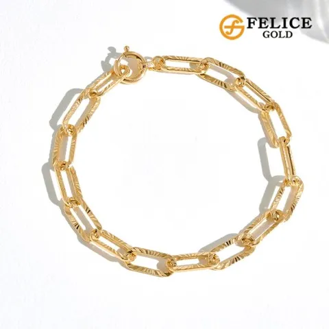 [신년행운특가] 펠리체골드 14K 시그니처 컷팅 클립 팔찌 (L)