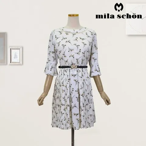 밀라숀 벨트세트 플레어 이태리 플라워 수입원피스