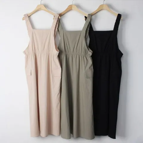 민소매 멜빵원피스 롱기장 여름원피스 포켓 베이직
