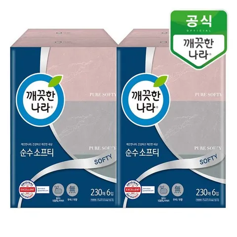 깨끗한나라 순수소프티 230매 6입x2팩 총12개