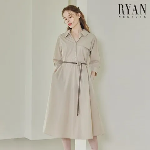 [리안뉴욕][리안뉴욕] 데일리 벨티드 셔츠원피스