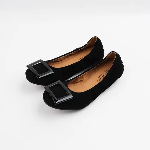 [ 롯데백화점 ][신난다슈]여성 플랫 슈즈 1cm 밴딩 플랫 단화 양가죽 스웨이드