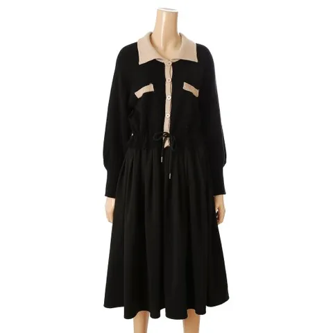 [ 롯데백화점 ][포커스]카라 배색 니트 원피스_FW2J9OP0255