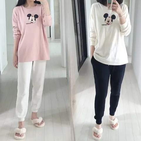 [보리맘]작은 얼굴 미키 수유티 순면 수유 티셔츠 긴팔 수유복