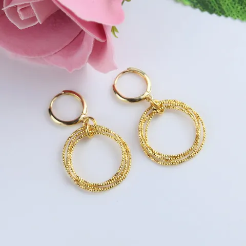 [가앤] 24k순금 서클 롱 원터치 링귀걸이 3.75g