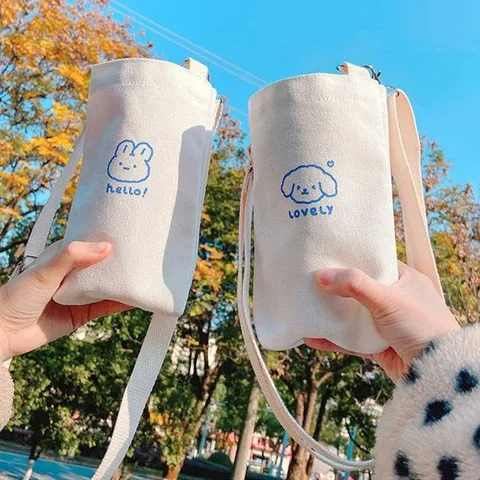 학생물병가방 소풍 피크닉 준비물 텀블러백 캔버스 보틀 크로스