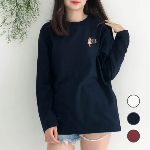 [험블][험블] 여성 봄 가을 얇은 라운드 긴팔 티셔츠 (9340474)