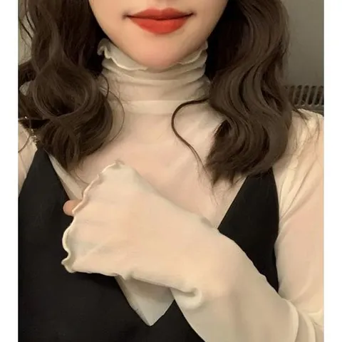 G124797_시스루 폴라 블라우스 긴팔티