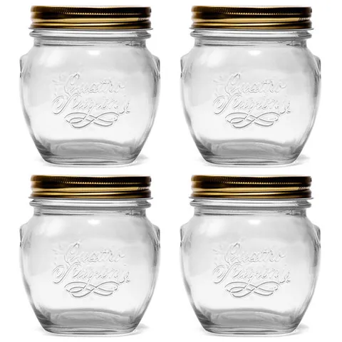 보르미올리 유리용기 500ml 4P 밀폐 수제 과일청 피클병