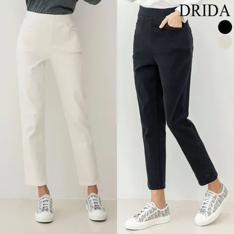 여자 겨울 기모 면 빅사이즈 세미 배기 밴딩 팬츠 40-50대 여성