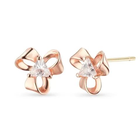 [도로시] 14k 리본 클로버 귀걸이