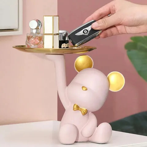 하더 인테리어소품 귀여운 테디베어 차키보관 트레이