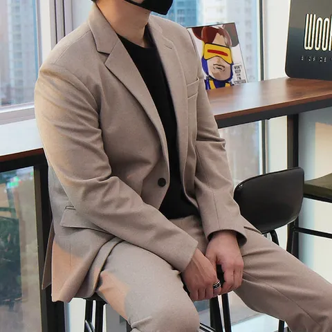 WWO 남자 빅사이즈 헤링본 자켓 기모 링클본 슬랙스