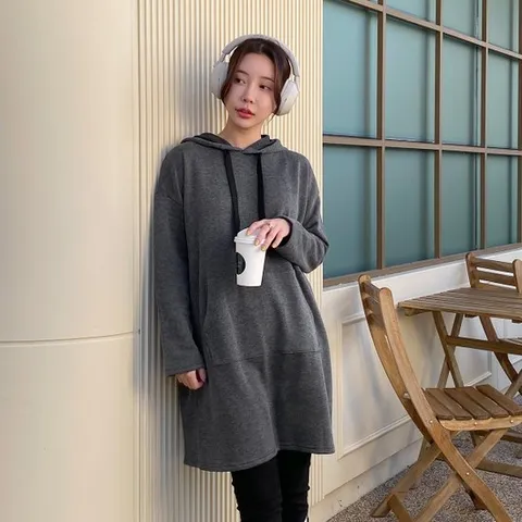 [리엘라]다일레 루즈핏 특기모 롱 후드 티셔츠