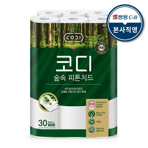 코디 3겹 천연펄프 숲속 피톤치드 30m x 30롤 1팩