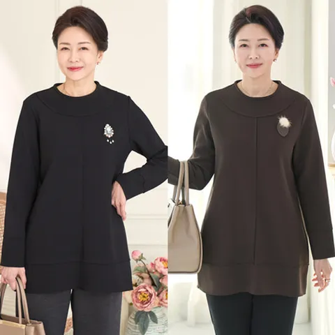 [엄마옷 로즈맘] 보닌기모티셔츠/50대여성 중년여성옷 롱티 부모