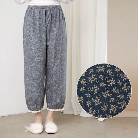 [토토와모모]꽃무늬 여성 잠옷 바지 예쁜 파자마 홈웨어 AP9-187 (개버딘 순면) 그레이