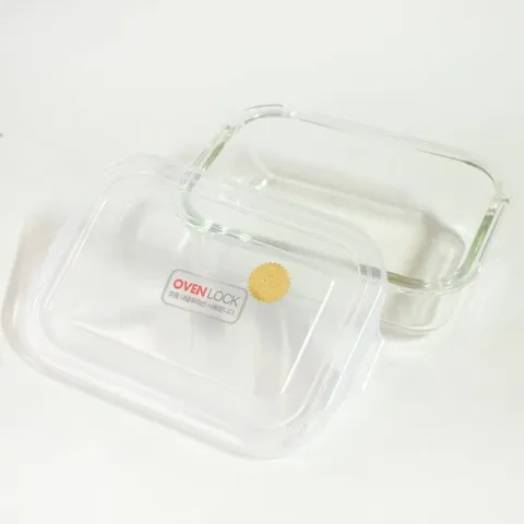 오븐락 글라스 원터치찬기 직사각1호 370ml 반찬통