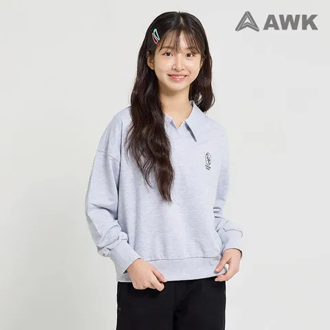 코튼 카라 크롭 맨투맨