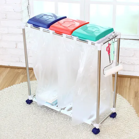 이동식 분리수거함 3단+봉투20매 재활용 분리수거