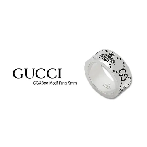 구찌 YBC728304001 GG 꿀벌 스털링 실버 와이드반지 9mm