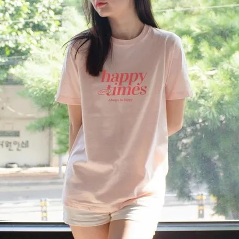 [험블] 여성 라운드 여름 반팔 면 티셔츠