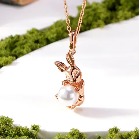 골드팡 18k 앨리스진주토끼 목걸이