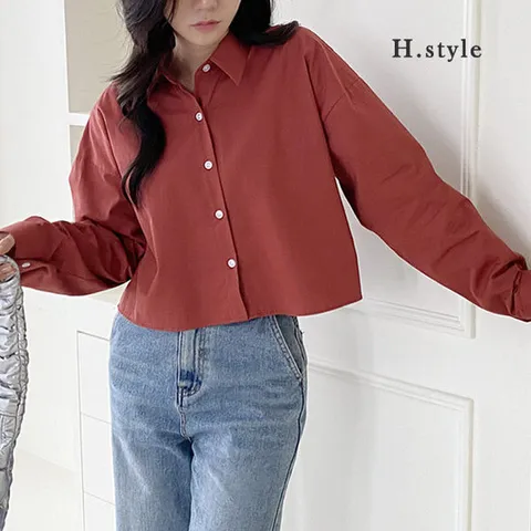 [H스타일](DK)코튼크롭남방/22FW/셔츠