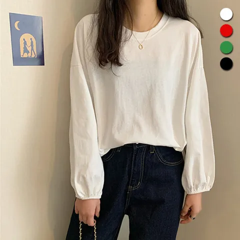 [유니제이] 바르 라운드 퍼프 티셔츠