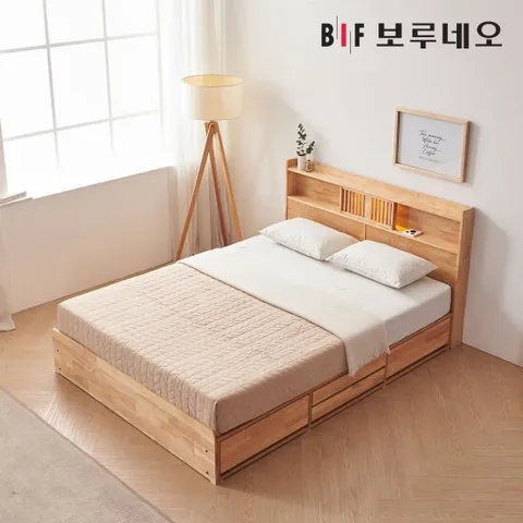보루네오하우스 프라임 컴피 LED 원목 수납침대 SS프레임 FO6511