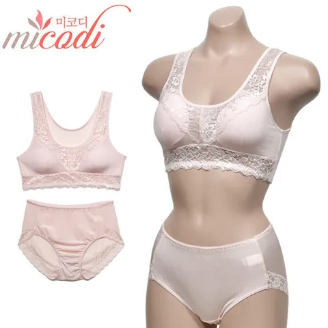 레이스 디자인 시원한 풍기인견 탑 브라팬티세트 020164y