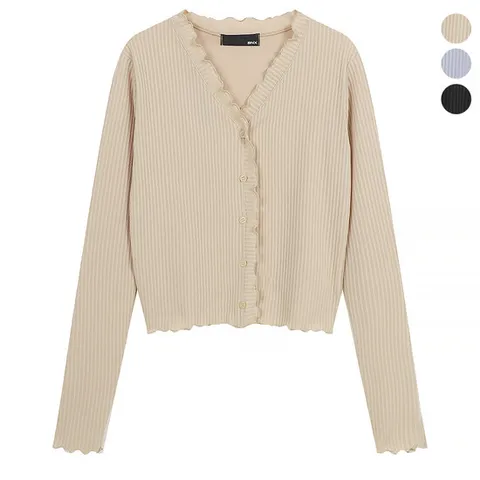 [BNX] 여성 웨이브 라인 골지 크롭 가디건