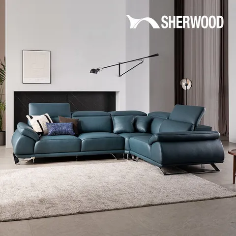 [쉐우드가구] 라온 6인 코너형 아띠잔 내추럴 천연통가죽 소파