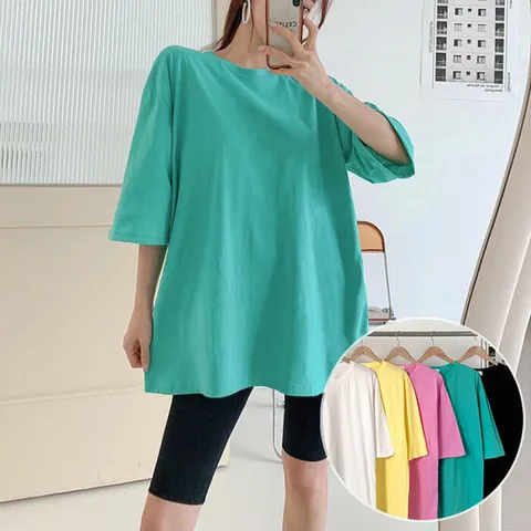 [비비드글램]여성 루즈핏 무지티셔츠 / 코튼100% 빅사이즈 박스