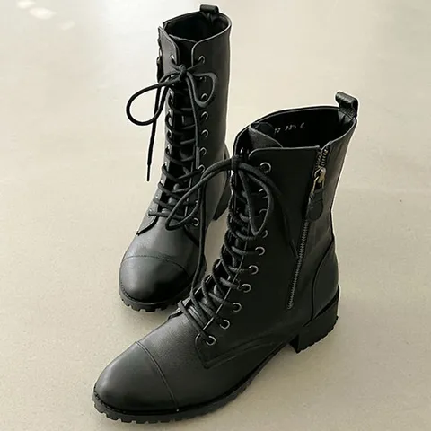 양가죽/국내제작 여자여성 앵글앵클 미들 워커 부츠 3.5cm 더힐