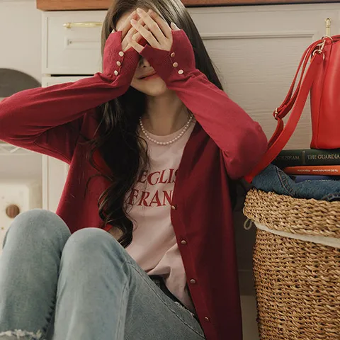 [마이더스비] Soft.B 소매버튼 가디건