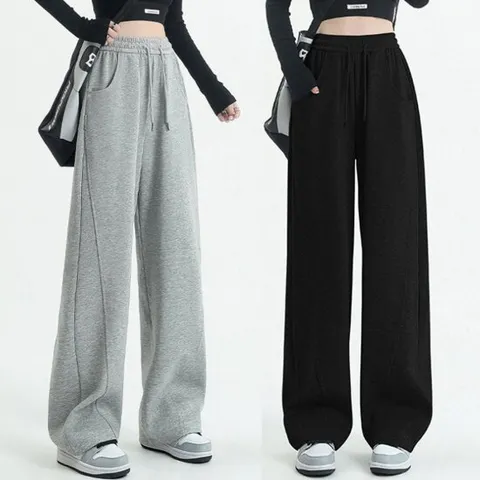 힙제이 와이드팬츠 YH111 멜란지 블랙 여성 통바지 스트릿 힙합