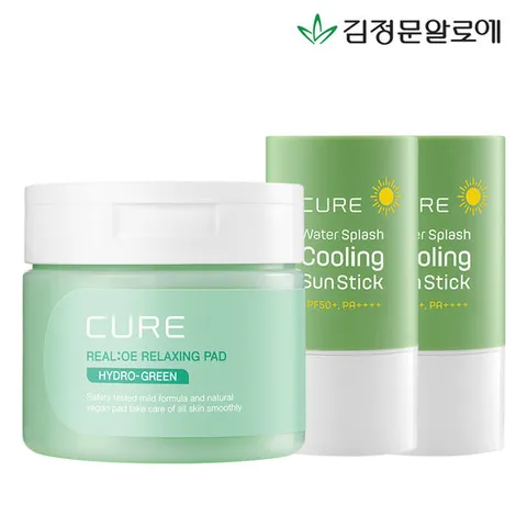 [김정문알로에] 큐어 피토그린 토너패드+쿨링 선스틱 2개