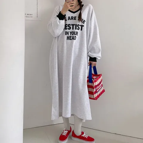 H스타일(OP)배색브이OPS 봄 여성 롱원피스 OPS 임부복 파자마