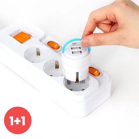 아이정 휴대용 쏙 USB 듀얼 충전기 멀티 어댑터 콘센트 2세트