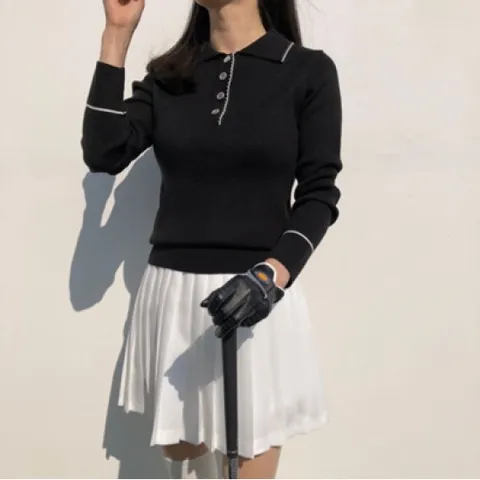 로로얼로이 여성 봄 꽃잎카라 골프 니트