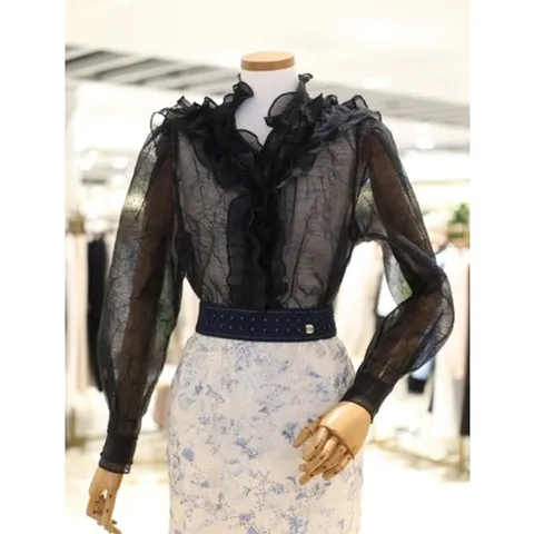 [ 현대백화점 ][현대백화점 도호] DX1BL020 시스루 러플 블라우스