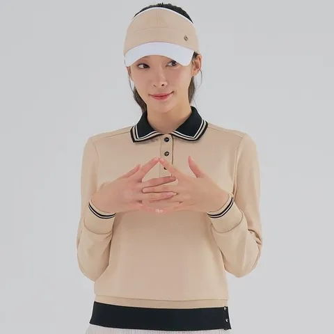 [레노마골프] 여성 빗살 패턴 자가드 카라 티셔츠 RWTPM5102-509