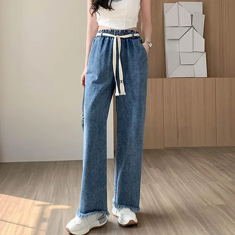 [어썸] 2X포인트스트랩 데님 통 팬츠_260259
