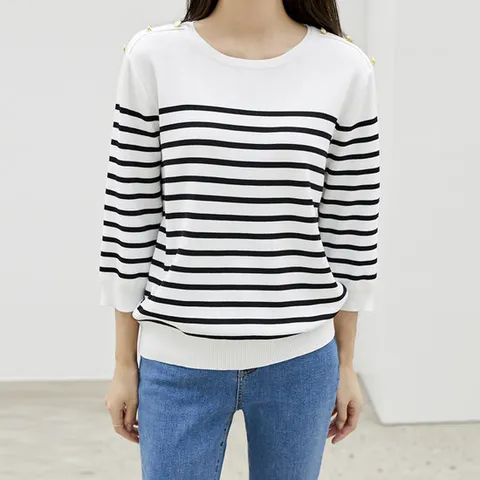 [모노앳디] 게일 7부 스트라이프 니트