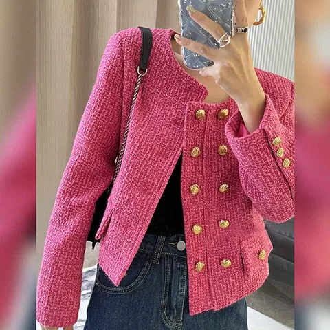 [이쁘다] 체리지 어깨패드 트위드 자켓