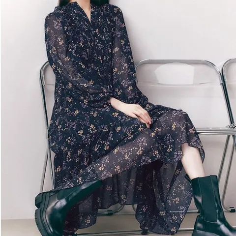 플로럴 쉬폰 원피스 1종